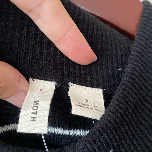 Moth Anthropology Womens Black White Sleeveless Mock Neck Sweater Dress Size S - Picture 4 of 6